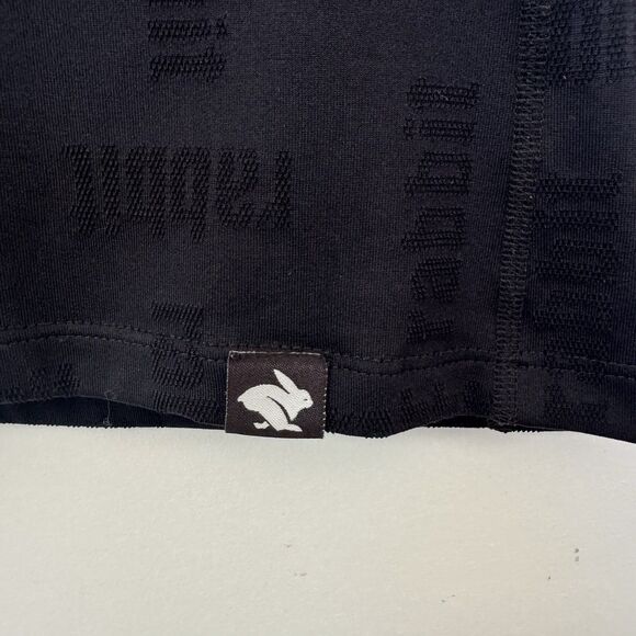 Rabbit Racy Running Tank Black Logo Perforated Spell Out Quick Dry Med FLAWED - Picture 6 of 9